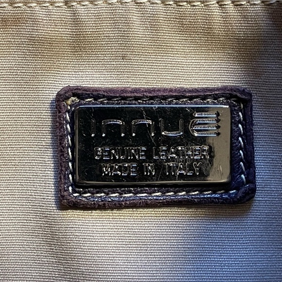 Innue leather purple and tan rustic hobo shoulder bag made in Italy - Picture 8 of 12